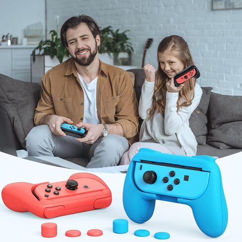 Fastsnail 4 Gips Grips for Nintendo Switch 2 (2025) لـ Joy-Con 2 ، مقاومة للارتداء ومضادة للانزلاق ، مقبض مقبض ، إكسسوارات حامل التبديل لـ NS2 JoyCon2 (أسود ، أسود ، أحمر ، أزرق) in Saudi Arabia