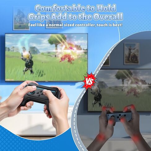 FASTSNAIL [Switch 1/2 Compatible] Grips for Nintendo Switch2 (2025)/Switch&OLED for Joy-Con2, Wear-Resistant & Anti-Slip Controller Grips Handle Kit, Switch2 Joycon Holder Accessories (Black,Black) in Saudi Arabia