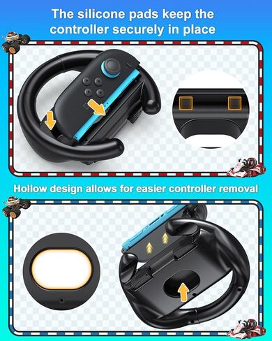 [كلاهما للتبديل 2 و 1] قبضة عجلة القيادة Fyoung لـ Nintendo Switch 2/1/OLED ، وملحقات السباقات المريحة لـ Joy Con & for Joycon 2 ، لماريو كارت 8 ألعاب Deluxe Switch Black in Kuwait