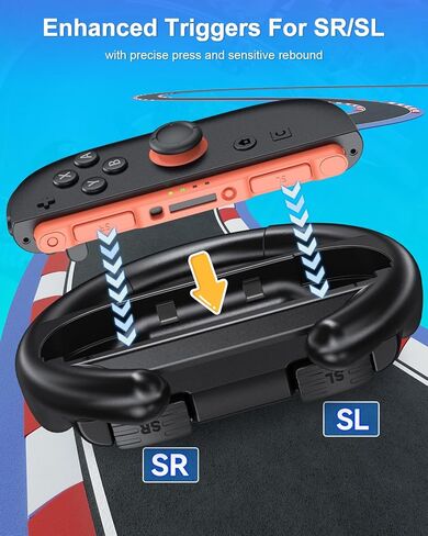 [كلاهما للتبديل 2 و 1] قبضة عجلة القيادة Fyoung لـ Nintendo Switch 2/1/OLED ، وملحقات السباقات المريحة لـ Joy Con & for Joycon 2 ، لماريو كارت 8 ألعاب Deluxe Switch Black in Kuwait