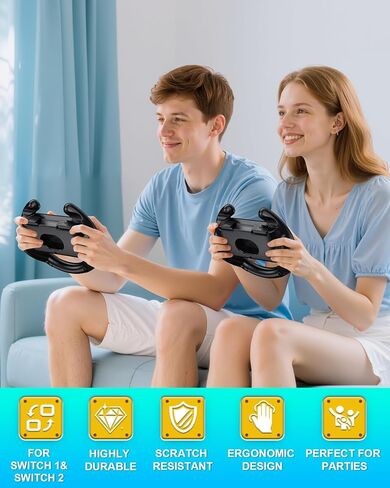 [كلاهما للتبديل 2 و 1] قبضة عجلة القيادة Fyoung لـ Nintendo Switch 2/1/OLED ، وملحقات السباقات المريحة لـ Joy Con & for Joycon 2 ، لماريو كارت 8 ألعاب Deluxe Switch Black in Kuwait