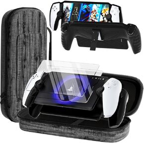 QUAGGY 3-in-1 Accessoris Kit Compatible with Playstation Portal, EVA Carrying Case for PS Portal with Silicone Protective Cover with stand