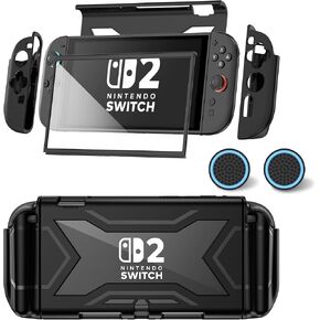 for Nintendo Switch 2 Case 2025 【Bult-in Screen Protector, [Military-Grade Protection] [Magnetic Joy Con Controllers Friendly] Dockable Cover Accessories for Nintendo Switch 2
