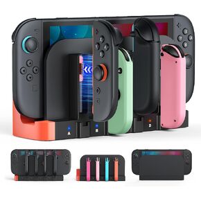 [Switch 2/1 Compatible] Controller Charger, 8 in 1 Fast Charging Dock for Nintendo Switch 2, Wireless Portable Dual-Direction Magnetic Charger Station, LED Indicator, NS 2 Charge Dock