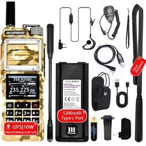 BAOFENG UV-25 PRO 10W Heavy Duty Radio Handheld Tri Band Baofeng Waterproof Radio Tri Band Ham Radios 999CH 5200MAh BatteryType-C Charging UHF VHF MW FM Air NOAA Multi-Band Receiver (Black)