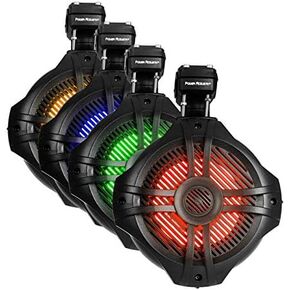 Power Acoustik MWT-80BL 8″ Waterproof RGB Lighting Marine Wake Tower Speakers (Pair) – Black