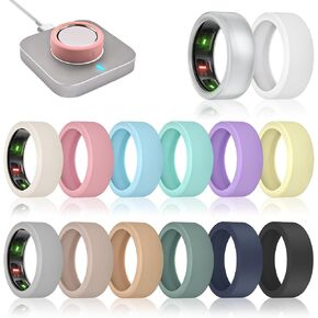 14 Pack Ring Cover Compatible with Oura Ring Gen 4/Gen 3 Horizon/Gen 3 Heritage, Ultra-Thin Anti-Scratch Silicone Ring Case for Women Men, Support Charging with Cover on