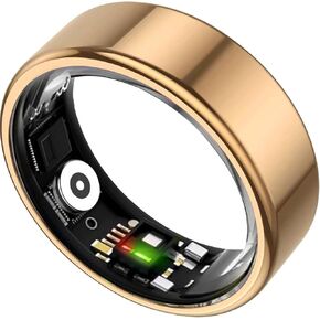 Smart Ring for Women&Men-Activity/Sleep/Heart Rate/HRV/Stress/Women's Health Tracker-IP68 Waterproof/Wearable-No Subscription Fee Required-Compatible with iPhone &Android (Gold, 8)