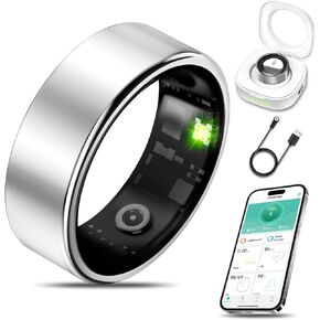 Smart Health Ring for Women Men Fitness Tracker with Heart Rate, Blood Oxygen, Blood Pressure, Sleep Monitoring, Step Counting, IP68 Waterproof for iPhone and Android, No Subscription Fee, Gold 9