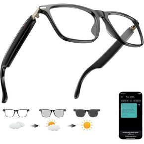 Ai Translation Smart Glasses with Chat GPT Bluetooth for Men Women with 140 Language Color-Change Lens Clear Headphone with Speaker Sunglasses,Travel Meeting Trade Business