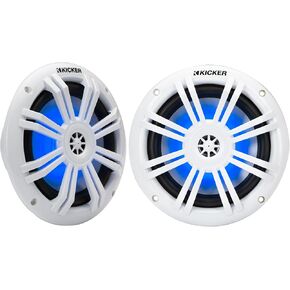 KICKER 51KM604WL KM 6.5" 4Ω LED Marine Coaxial Speakers - Pair