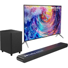 Miroir 3.1.2Ch Dolby Atmos Soundbar للتلفزيون الذكي ، 390W 2 برامج تشغيل تصاعدية وضغط مضخم الصوت اللاسلكي ، 4K HDR TRAVEROUGH