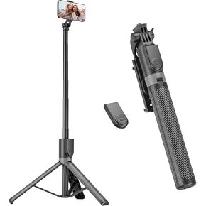 71" Phone Tripod & Selfie Stick, Portable All in One Extendable Cell Phone Tripod Stand, with Wireless Remote Control for iPhone/Samsung/Android/Camera
