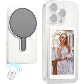 Magnetic Phone Vlog Selfie Monitor Screen,1080P Wireless Recording,Back Camera Selfie Monitor with Bluetooth Remote Control,for Selfie Vlog Live Broadcast,Compatible with iPhone and Android System
