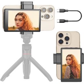 4K Selfie Monitor for iPhone Android, Magnetic Rear Camera Screen with 33ft Bluetooth Remote, Ideal for Content Creators & Travel Vloggers (OM01 Lite)