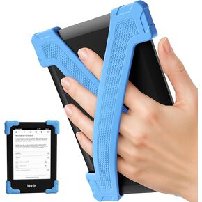 ELETIUO Hand Strap for 6" Kindle/Kobo/Kindle/E-Readers -Paperwhite 7-10 Gen,2 Pack Ergonomic Silicone Finger Grip,Secure One-Handed Holder for Comfortable Reading Accessories,Medium-Dark Blue