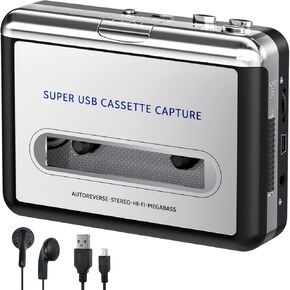 Cassette Player Tape Recorder- Convert Tape to Digital MP3 Digital, Portable Walkmaner with Auto-Reverse, 3.5MM Headphone Jack