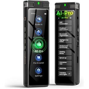 136GB AI Voice Recorder, TIMMKOO Digital Voice Recorder with Playback, Offline Transcribe and Online Summarize/Mindmap/Translation Base on AI Technology, Voice Activated Audio Recorder (Black)