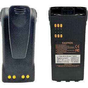 2-Pack 2600mAh HNN9013/HNN9013D Two-Way Radio Battery for GP328/GP338/GP320 & HT750/HT1250/MTX850LS, Compatible with EX560/GP140 - Li-ion Replacement with Safety Protection & 2 Belt Clips