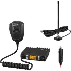Radioddity CB-27 Pro CB Radio 40-Channel Mini Mobile with AM FM Instant Emergency Channel 9/19, 4W Power Output, LCD Display, VOX, RF Gain, and Handheld Mic + CB515 CB ANT Kit