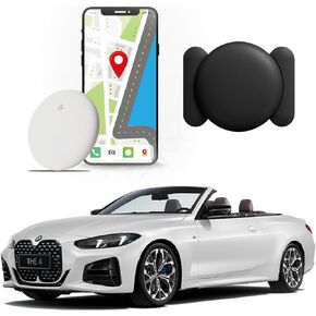 Mini Hidden GPS Tracking Device for Vehicles, Cars etc, Hidden GPS Car Tracking Device with Magnetic Waterproof Case, Running in Apple FIND My, No Extra Monthly fee(1PC Withe Device Black case)