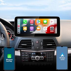 10.25 بوصة شاشة Carplay اللاسلكية Android Auto Multimedia Car Radio Receiver لـ Mercedes Benz E Class A207 W207 S207 مع نظام NTG 4.0 (2009-2015)