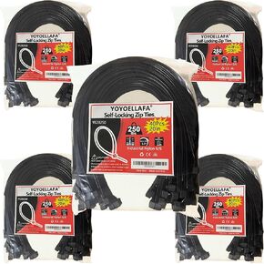 Black Zip Ties Heavy Duty 20 Inch Outdoor, 250lb Extra Large Cable Tie Wraps Long Plastic Wire Ties Wide Big Strong Thick Zipties 40 Pack