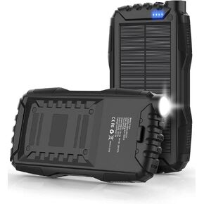 Solar Charger, Power Bank, 42800mAh Portable Charger Power Bank External Battery Pack 5V3.1A Qc 3.0 Fast Charger Built-in Super Bright Flashlight (Orange)