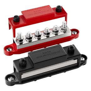 400A Bus Bar 12V Power Distribution Block 6 x 5/16" (M8) Terminal Studs 12 Volt Marine Bus Bar Positive & Negative for Boat Automotive Solar System