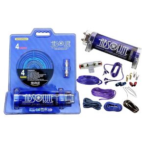 KITCAP4GABL 3.0 Farad Poder condensador 4 Gauge Amplificador Car Cableado Instalación Kit completo (azul)