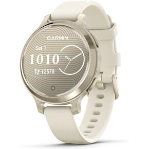 Garmin Lily® 2 ساعة ذكية نشطة ، صغيرة وأنيقة ، GPS المدمج ، شاشة مخفية ، عدسة منقوشة ، عمر بطارية تصل إلى 9 أيام ، ذهبية قمرية مع نطاق سيليكون عظمي