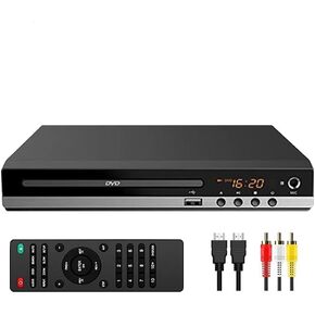 Home DVD Player for TV CD Player HDMI and RCA Cables Remote Control USB Input 1080p All Region Free Breakpoint Memory Support TV Monitor and Projector