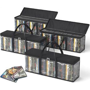 أكياس تخزين DVD ، أكياس منظم الوسائط لأقراص DVD ، أقراص مضغوطة ، قرص Blu Ray ، حالات الأفلام ، مربع VHS ، أقراص ألعاب الفيديو ، الألبومات ، الكتب ، أصحاب البلاستيك الشفاف مع مقابض Carrying (Black ، 4PPACK) in Kuwait