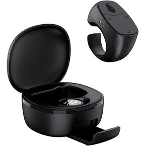 TikTok Scrolling Ring, Wireless Bluetooth Remote Control for iPhone iPad, Page Turner Camera Remote, iOS Android Compatible with Phone Holder Mount- Black