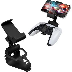 EasEasy Compatible for PS5 Controller Phone Mount Clip, Adjustable Mobile Gaming Holder Clamp for Playstation 5 Remote Controller Cell Phone Stand-Black in Saudi Arabia
