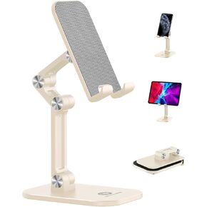 OCYCLONE Phone Stand, Adjustable Height and Angle Foldable Cell Phone Stand Holder for Desk, Taller iPhone Stand Compatible with 4.7"-13" Smartphones iPad Tablet, Black