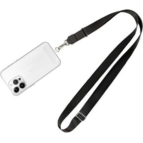 Phone Lanyard - 1 Pack with 21.65 in Adjustable Neck Straps, 1 Phone Clips; Anti-Theft Crossbody Lanyard for Most Smartphones, Black