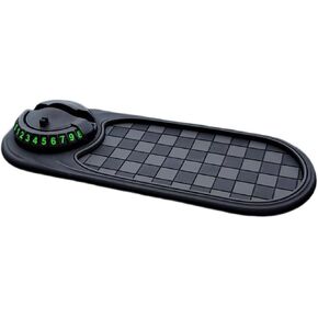 Multifunction Car Anti-Slip Mat Auto Phone Holder，Car Anti Slip Mat Phone Holder，Rotatable Anti Skid Car Dashboard Pad with Temporary Parking Numbe and Large Pad for Phones Sunglasses Keys Gadgets(A)