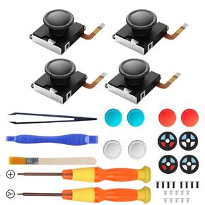 WeChip Guli-Kit TMR Joystick Replacement for Joycon, No Drift, High Precision, 4Pcs TMR Electromagnetic Joystick with Repair Kit, 4 Color Thumbstick Caps, Compatible with Switch/OLED/Lite