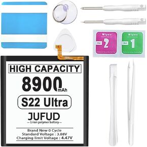 8900mAh Li-Polymer Replacement Battery for Samsung Galaxy S22 Ultra - High-Capacity 0 Cycle Battery Compatible with Samsung Galaxy S22 Ultra 5G SM-S908U Includes Repair Kit