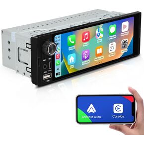 6.36 بوصة استريو للقطات التي تعمل باللمس - نظام Linux Single DIN Wired/Wireless Carplay Android Auto ، 1080p HD GPS Callingfree Calling ، SWC/FM/AM/BT