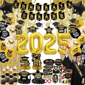 2024 Blue and Gold Graduation Party Decorations-Graduation Decorations Class of 2024 Party Supplies Set-Graduation Backdrop, Banner, Porch Sign, Balloons, Foil Fringe Curtains for Congrats Grad Party in Kuwait