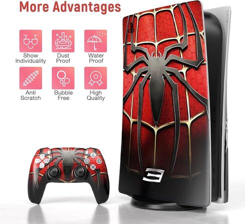 ملصق فينيل لوحدة التحكم وجهاز التحكم من TESSGO Skin Disc Edition، متين، مقاوم للخدش، خالٍ من الفقاعات، مصطف بدقة، متوافق مع Play S tation 5 in Saudi Arabia