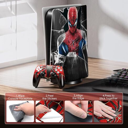 ملصق فينيل لوحدة التحكم وجهاز التحكم من TESSGO Skin Disc Edition، متين، مقاوم للخدش، خالٍ من الفقاعات، مصطف بدقة، متوافق مع Play S tation 5 in Saudi Arabia