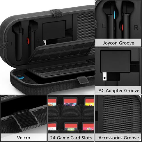 TIKOdirect Carrying Case for Nintendo Switch 2 (2025) & 2021 OLED & 2017, Travel Hard Shell Portable Bag with 24 Game Card Slots, Switch 2 Carrying Case for Accessory Kits, Black in Saudi Arabia