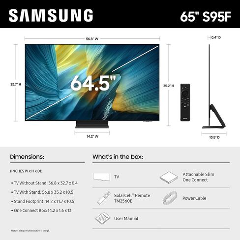 Samsung 55-Inch Class OLED S95F 4K Glare Free Smart TV (2025 Model) NQ4 AI Gen3 Processor, OLED HDR Pro, Motion Xcelerator 164Hz, Dolby Atmos, Samsung Vision AI, Alexa Built-in in Kuwait