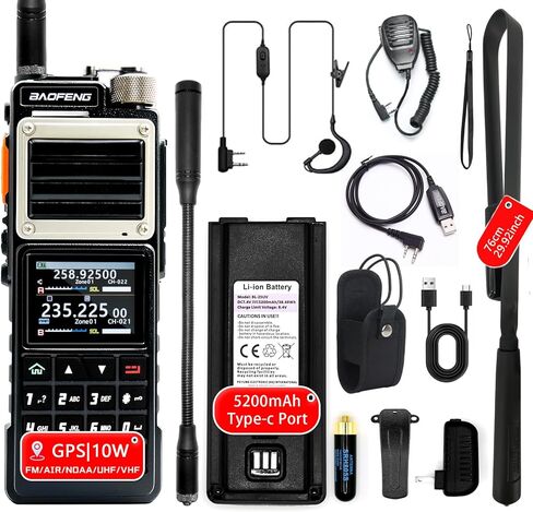 Baofeng UV-25 Pro 10W Radio Hight Duty Handheld Tri Band Baofeng Radio Radio Tri Band Band Band Ham Radios 999Ch 5200mah Batterytype-C شحن UHF VHF MW in Kuwait