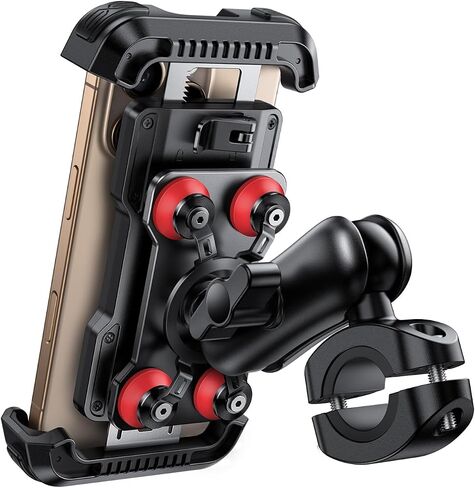 Lamicall Motorcycle Phone Mount Holder - [Dual Vibration Dampener] [Metal Adjustment Arm] Motorcycle Cell Phone Holder, Bike Handlebar Phone Mount, for iPhone 16 15 14 Pro Max, 4.7-6.7" Phones, Red in Saudi Arabia
