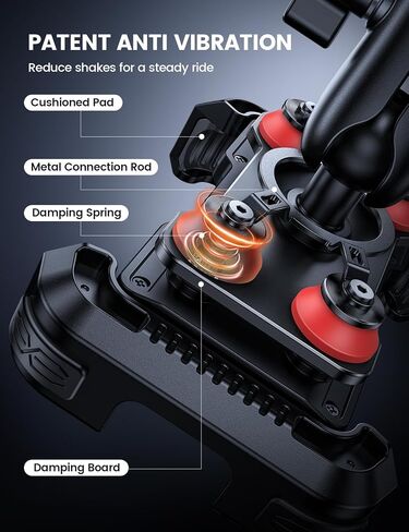 Lamicall Motorcycle Phone Mount Holder - [Dual Vibration Dampener] [Metal Adjustment Arm] Motorcycle Cell Phone Holder, Bike Handlebar Phone Mount, for iPhone 16 15 14 Pro Max, 4.7-6.7" Phones, Red in Saudi Arabia