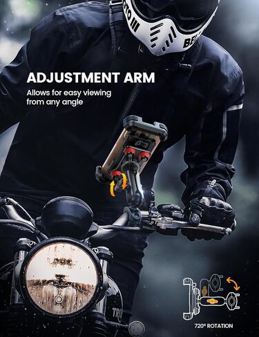 Lamicall Motorcycle Phone Mount Holder - [Dual Vibration Dampener] [Metal Adjustment Arm] Motorcycle Cell Phone Holder, Bike Handlebar Phone Mount, for iPhone 16 15 14 Pro Max, 4.7-6.7" Phones, Red in Saudi Arabia